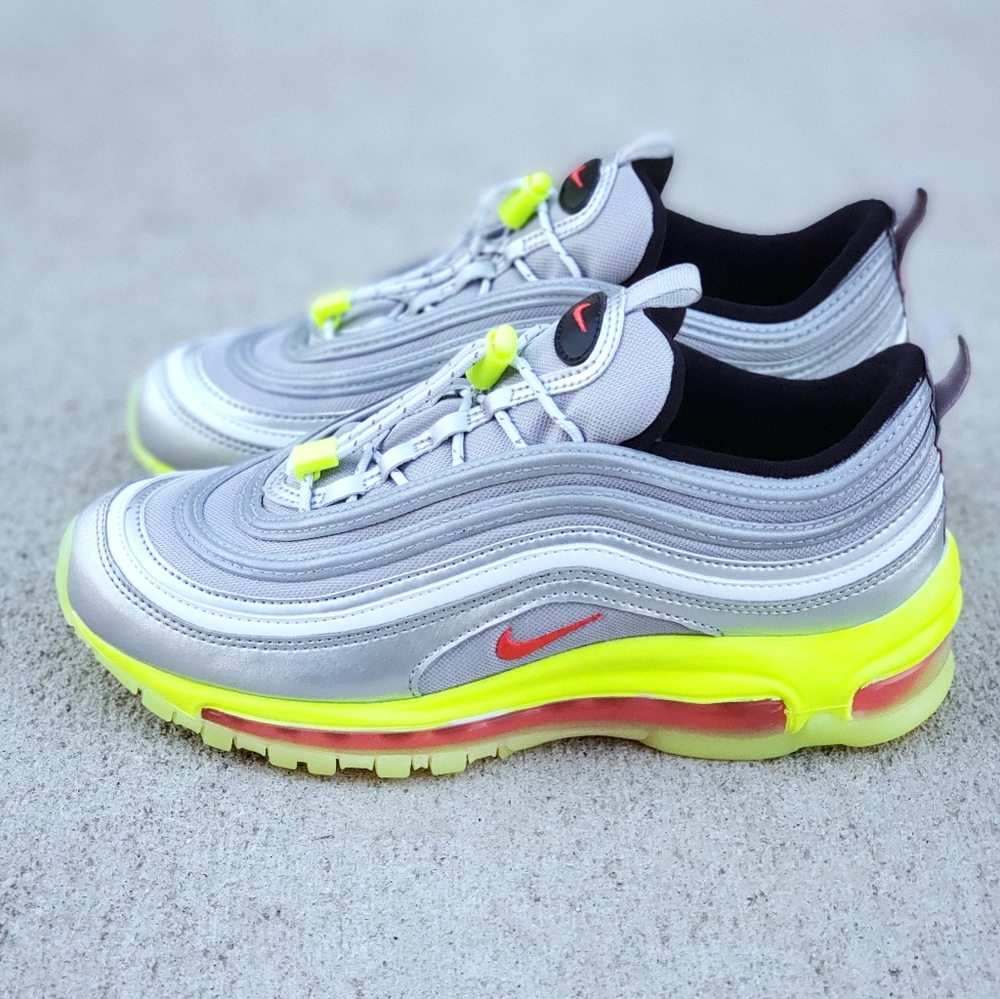 Nike Air Max 97 RFT Women's Silver Yellow Shoes - Picture 2 of 10